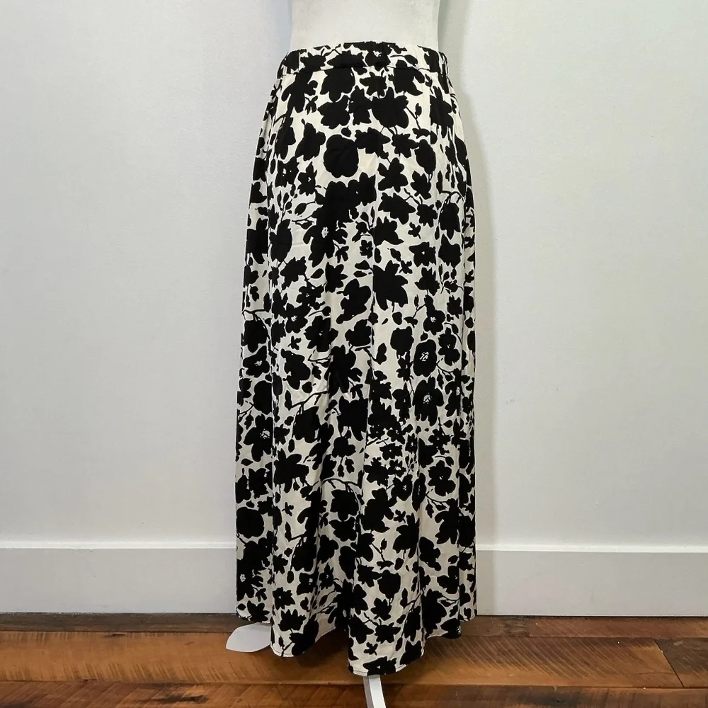 Gerard Darel Bastian Paris Black White Floral Maxi Skirt Size 3 (US Large)
